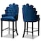 Baxton Studio Chloe Modern and Contemporary Navy Blue Velvet and Dark Brown Finished Wood 2-Piece Bar Stool Set 181-11008-Zoro - alternate 1